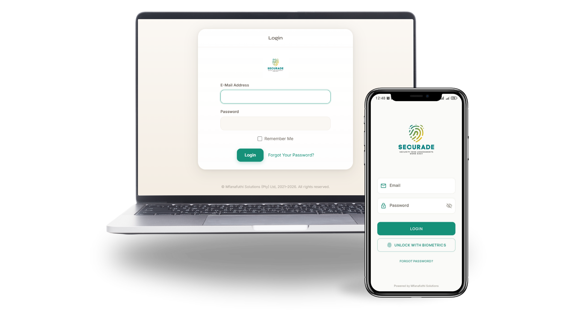 Securade on desktop and mobile — security risk assessment platform