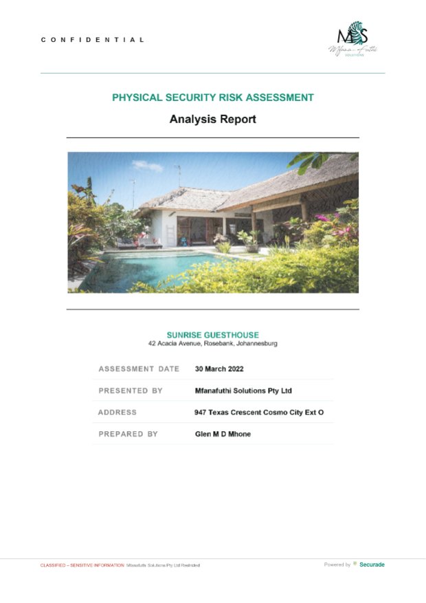 Cover of the Securade sample report